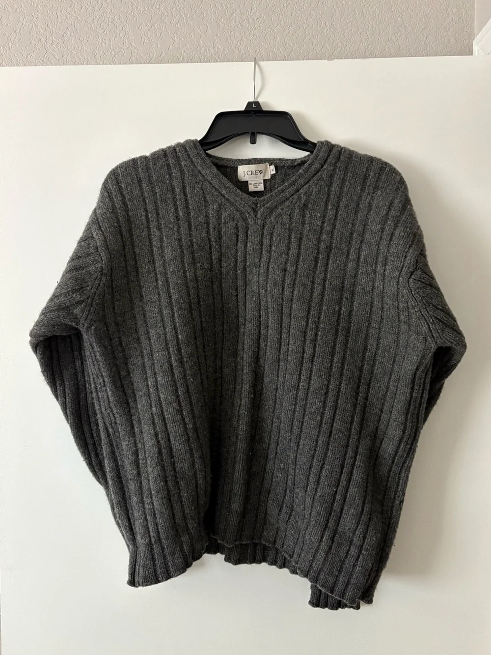 J. Crew Women’s Ribbed V-Neck Sweater in Charcoal Gray